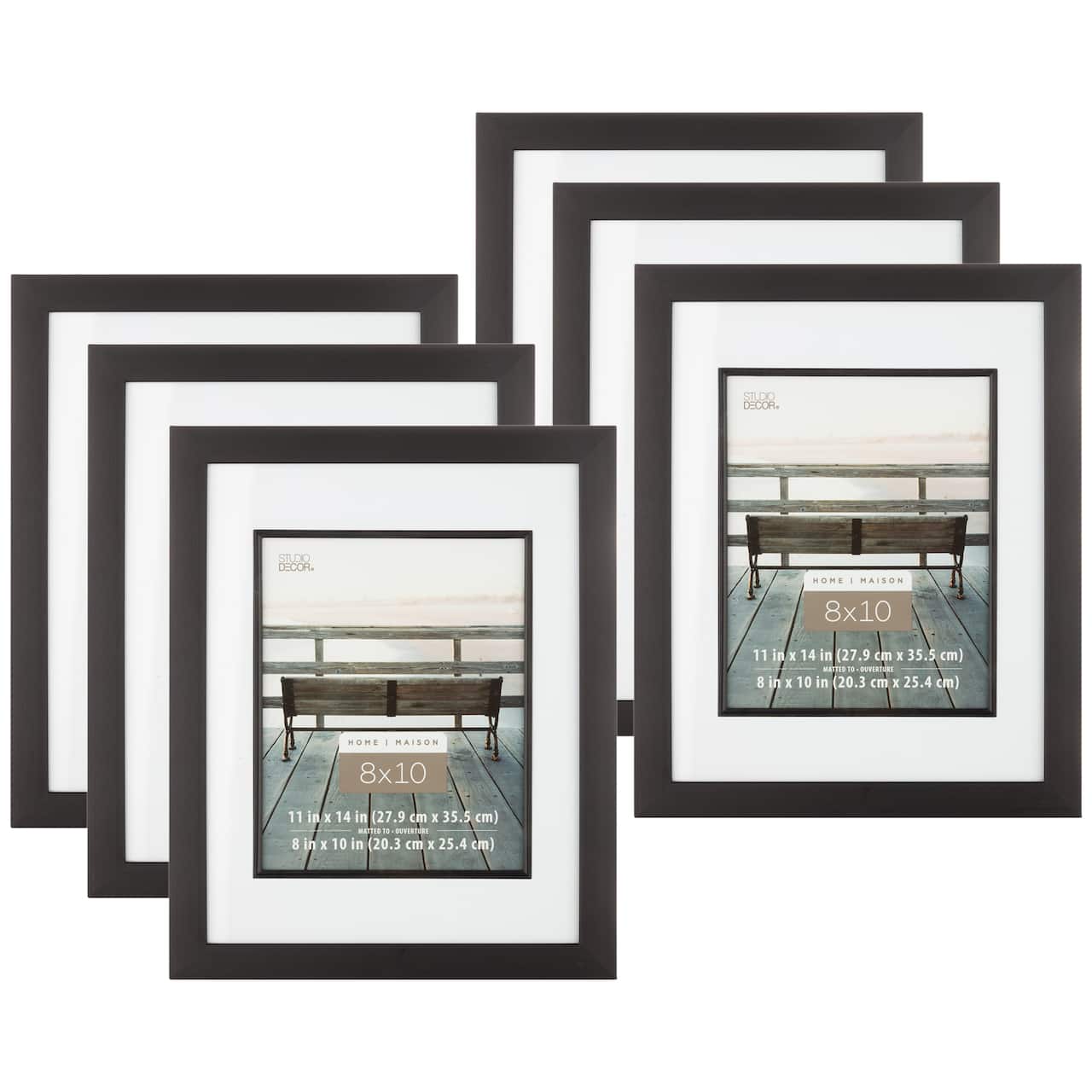 6 Pack: Black Studio 8 x 10 Frame with Mat, Home by Studio Décor